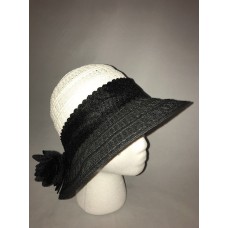 Nine West Mujer&apos;s Packable Two Tone Bucket Hat White Black Flower One Size New  eb-68749827